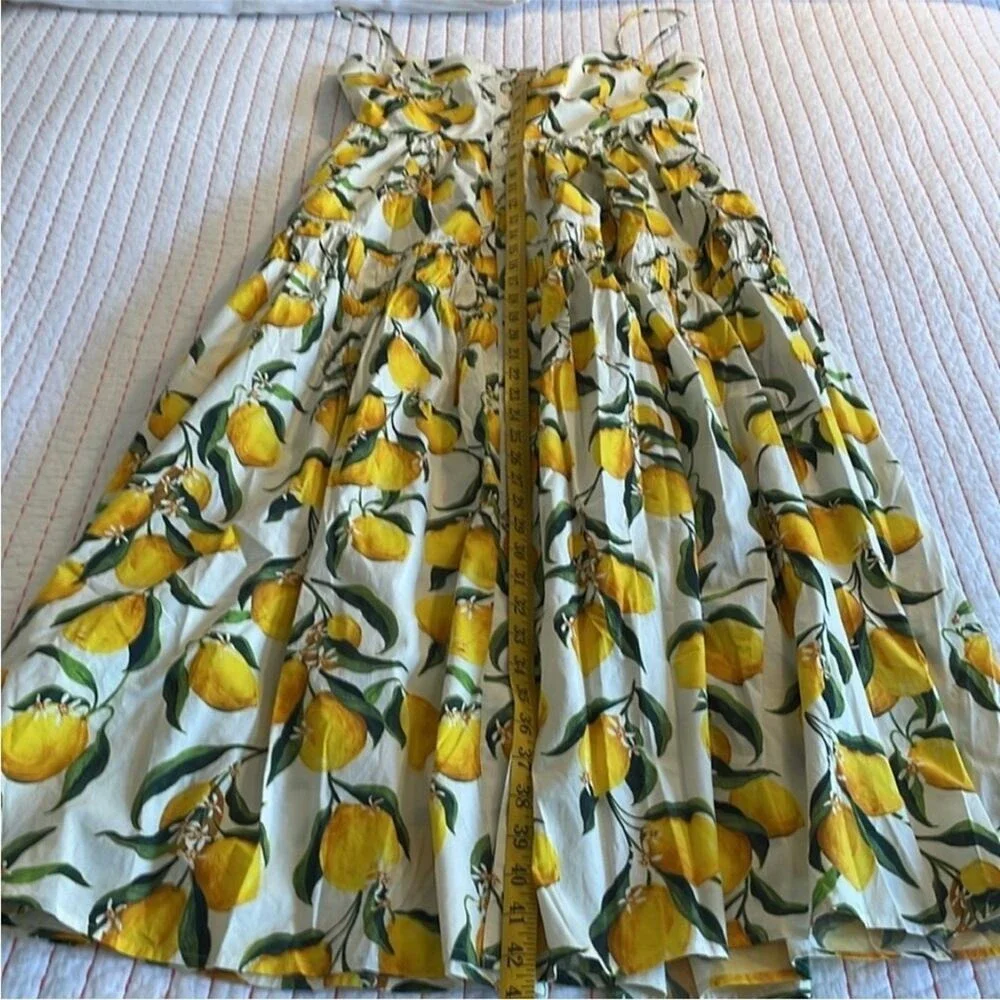 🍋 J. Crew a line midi Lemon limoncello Print Sleeveless Dress 8